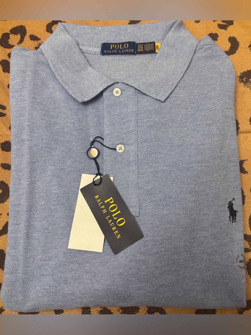 Ralph Lauren Polo Shirt in Heathered Light Blue with Navy Pony